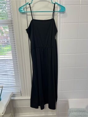 Black Spaghetti-Strap Midi Dress